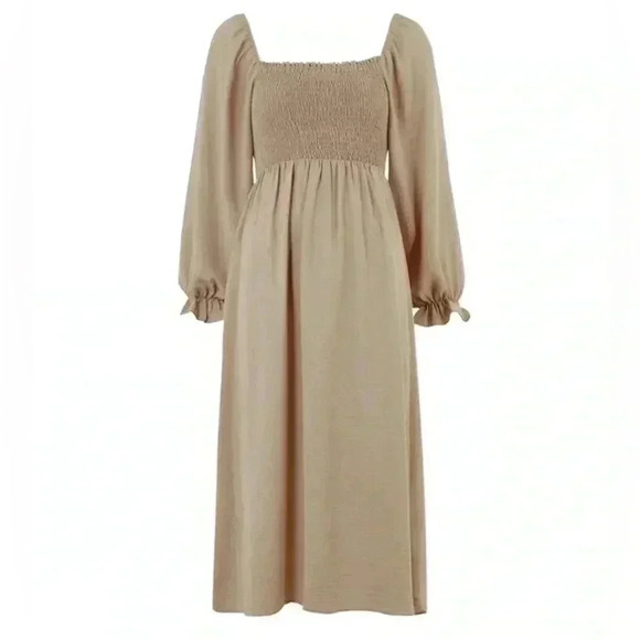 New Look ASOS Shirred Square-Neck Midi Dress / size 10 - Picture 1 of 4